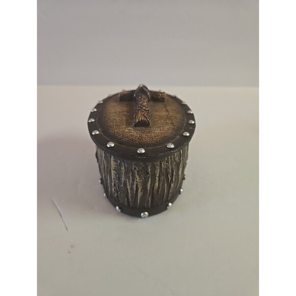 Western Cross Trinket Box Oval Rustic Wood Resin Brown Decorative Storage Box - Picture 3 of 10